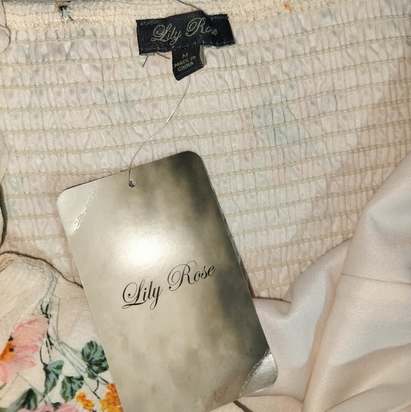 🆕 Lily Rose Ivory floral midi dress sleeveless tiered size M - Picture 12 of 12